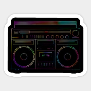 Old School Retro Neon Outline Boombox Sticker